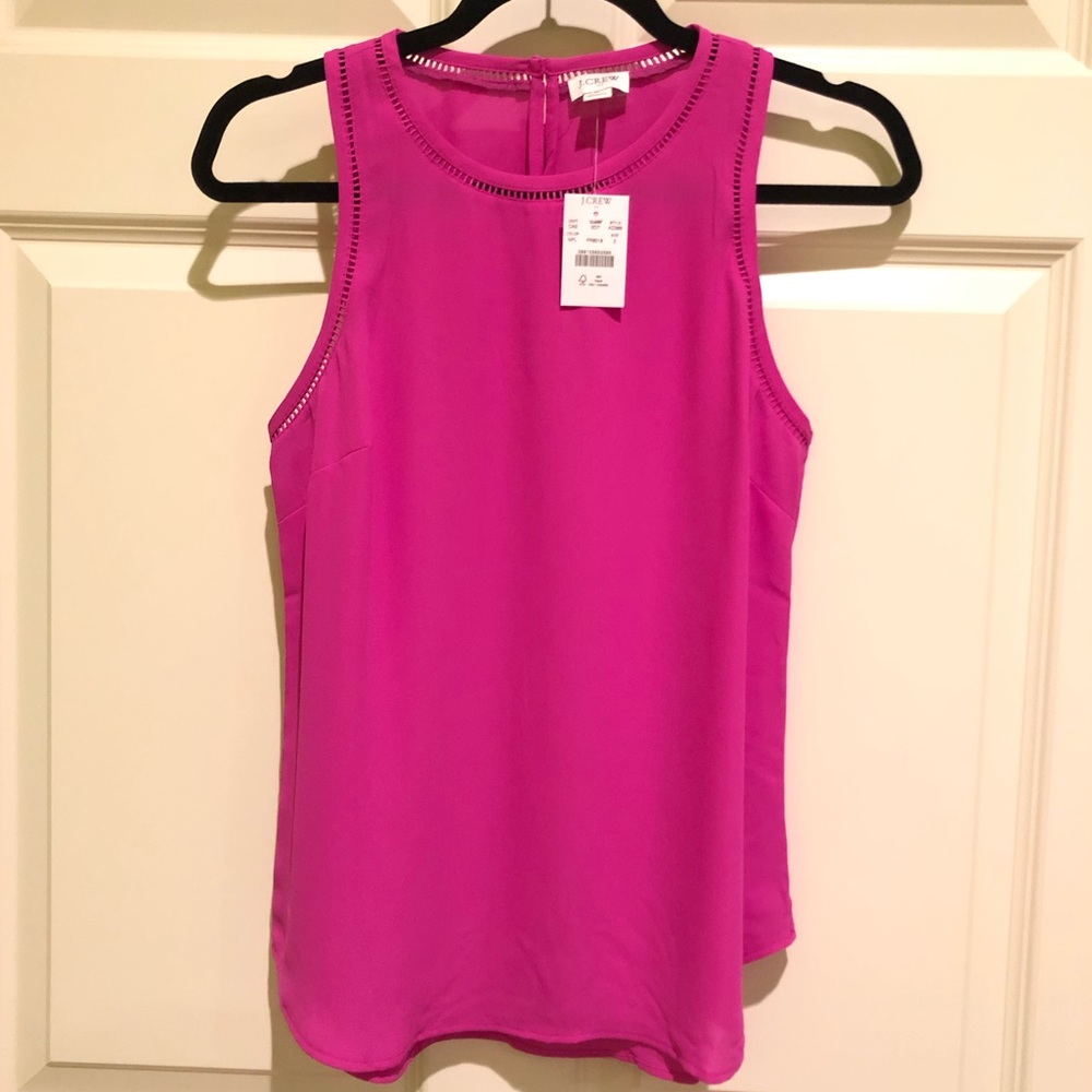 J. Crew Sleeveless Chiffon Top with Ladder Trim